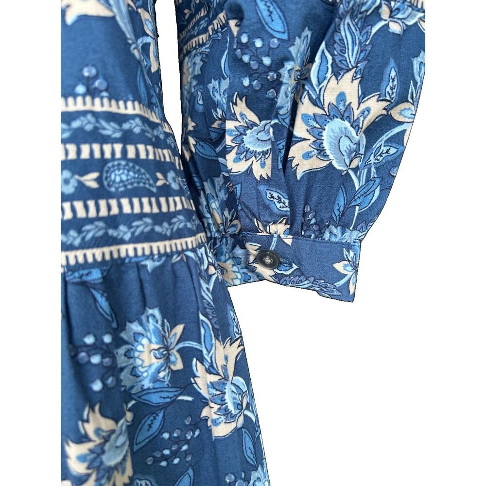 NEW Loft Paisley Bow Pocket Boho Maxi Dress Blue NWT Size XS Cottagecore Boho - Picture 10 of 14